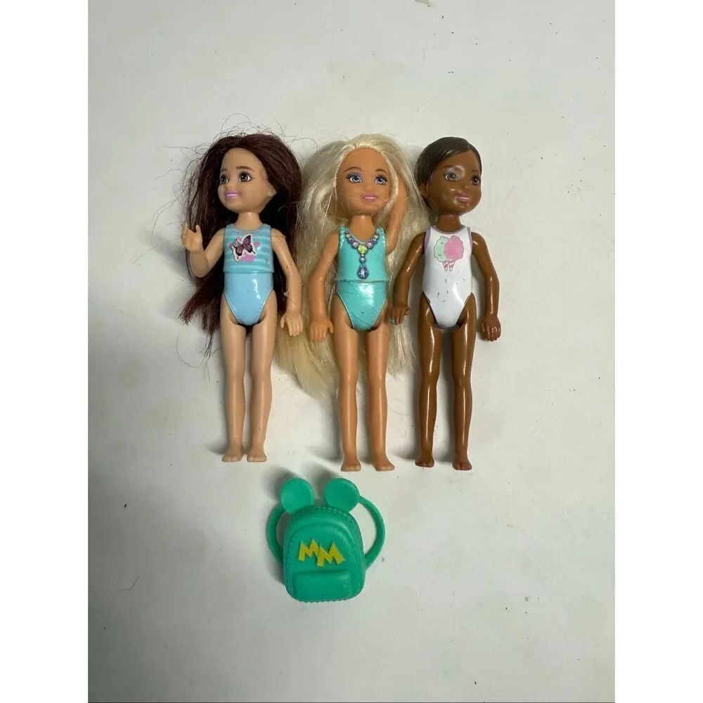 3 Barbie CLUB CHELSEA DOLL LOT Blonde Spy Squad African American Gymnast Set